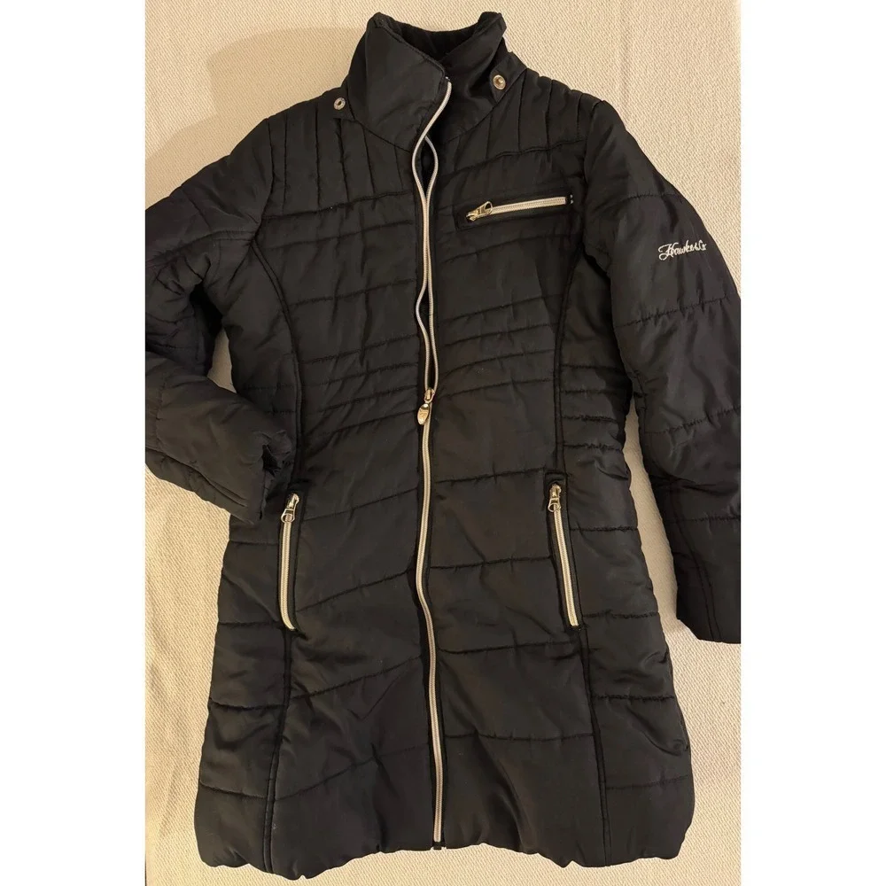 Hawke and Co Outfitter Girls Black Puffer Parka Jacket Fleece Lined Size 6X